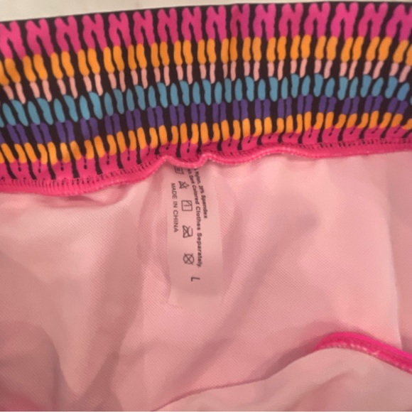 Shein Cheeky Vibrant Pink Bikini Bottoms with Multicolor Waistband - Picture 5 of 10